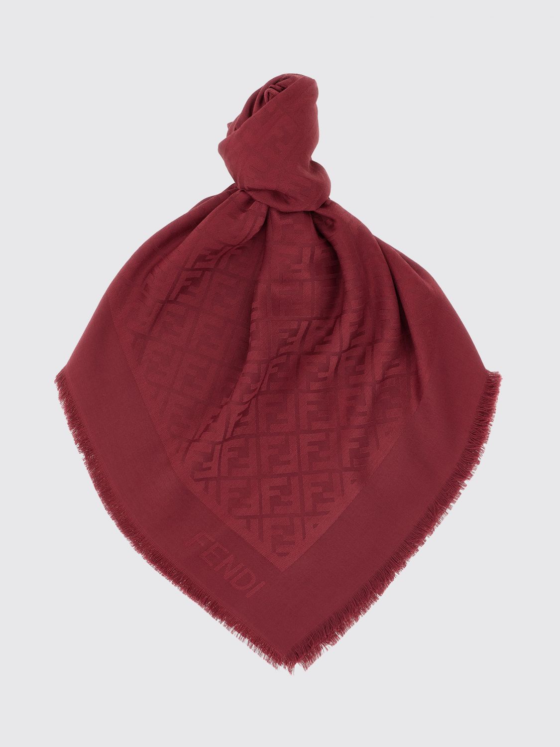 FENDI OS ff jacquard wool and silk scarf with fringed edges