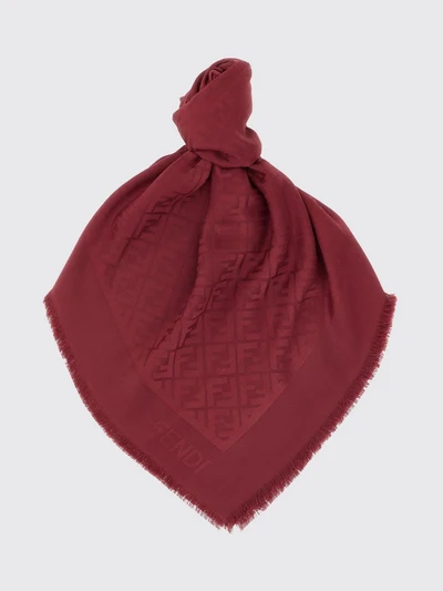 ff jacquard wool and silk scarf with fringed edges