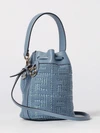 mon tresor mini bucket bag in raffia with ff monogram