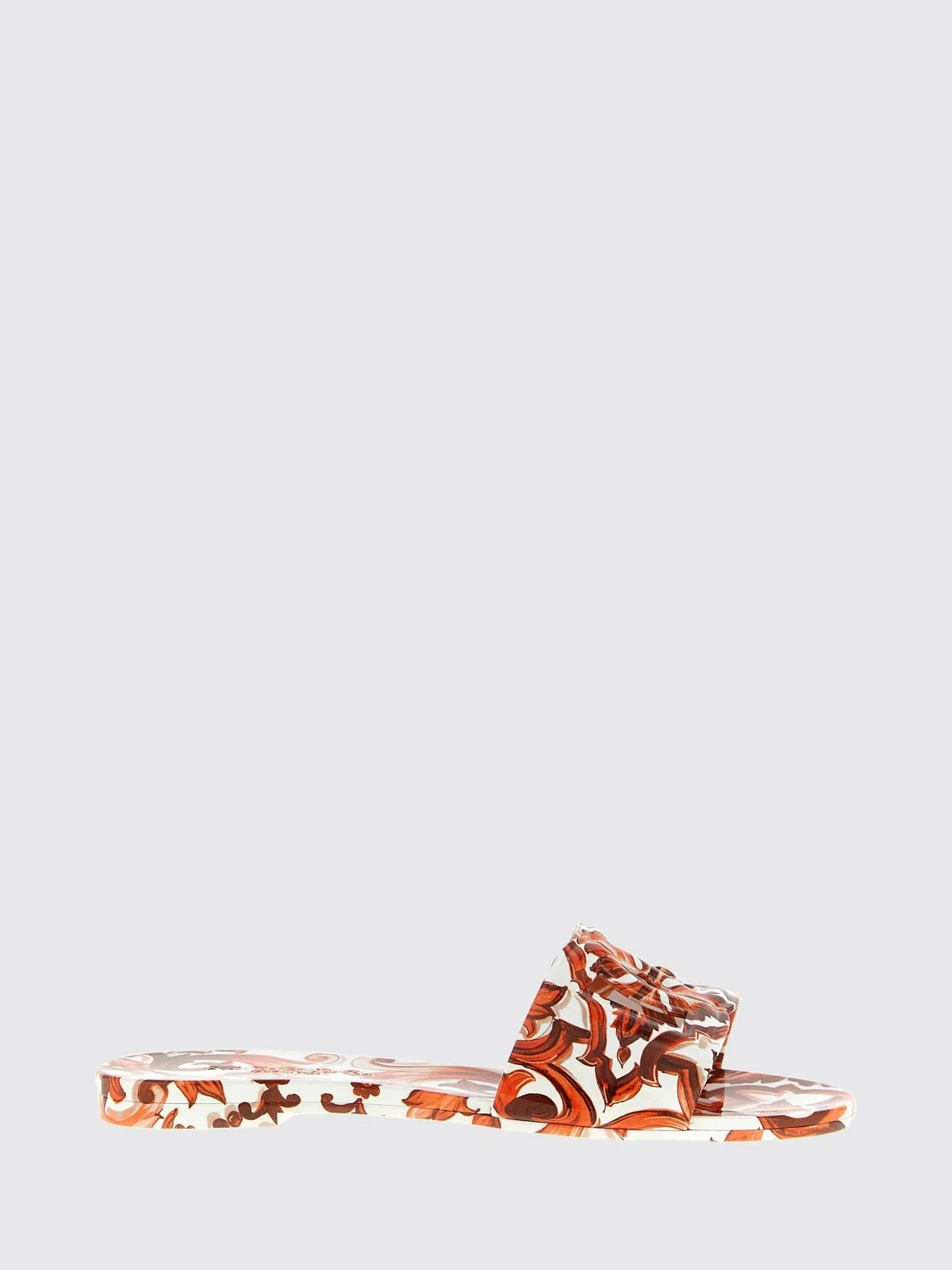 DOLCE amp; GABBANA 35 rubber slides with maiolica print and dg monogram