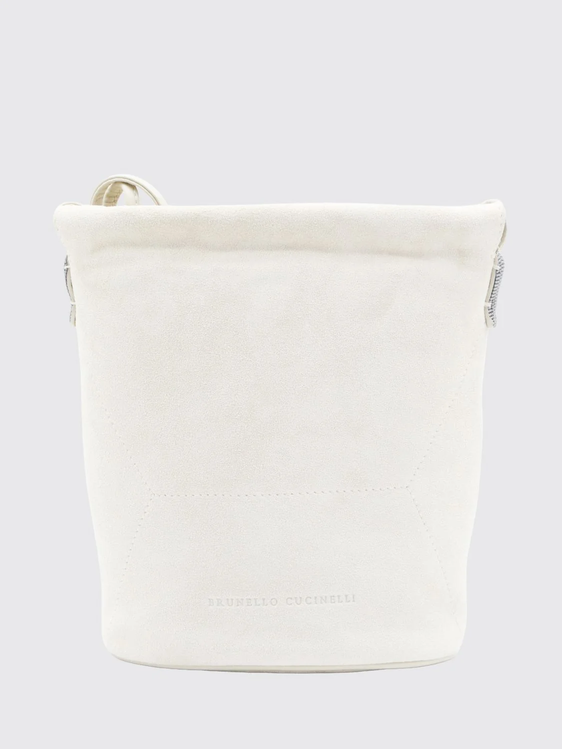BRUNELLO CUCINELLI OS small suede bucket bag with monili embellishment