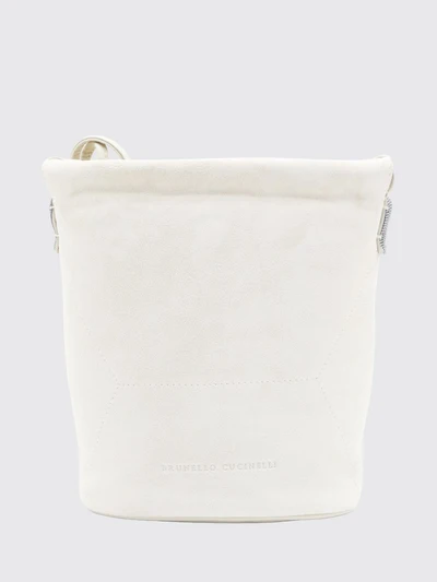 small suede bucket bag with monili embellishment
