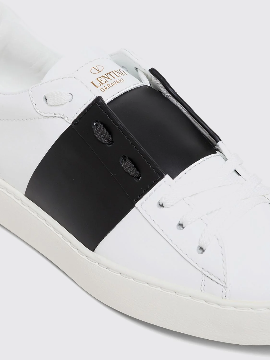 bicolour open smooth calfskin trainers