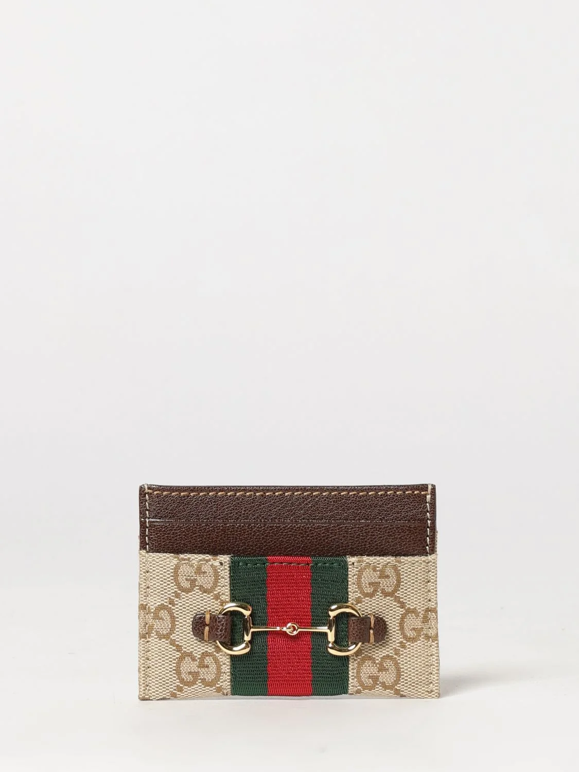 GUCCI OS card holder with gg monogram, web stripe and horsebit detail