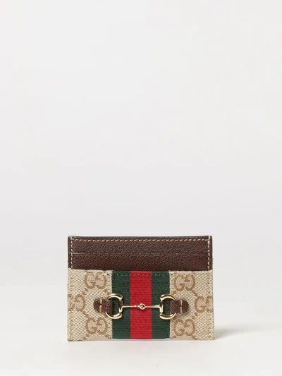card holder with gg monogram, web stripe and horsebit detail