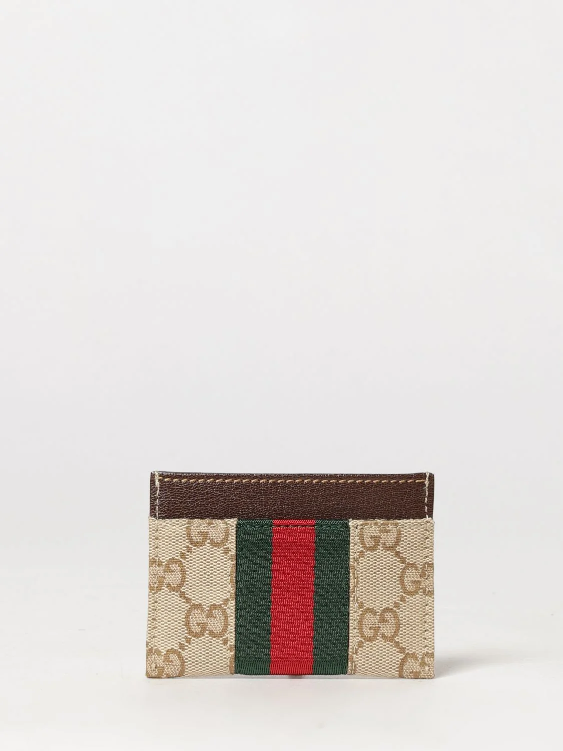 GUCCI OS card holder with gg monogram, web stripe and horsebit detail