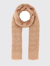jacquard logo scarf in modal and cashmere with fringed edges