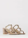 rockstud leather mule sandals with studs and mid heel
