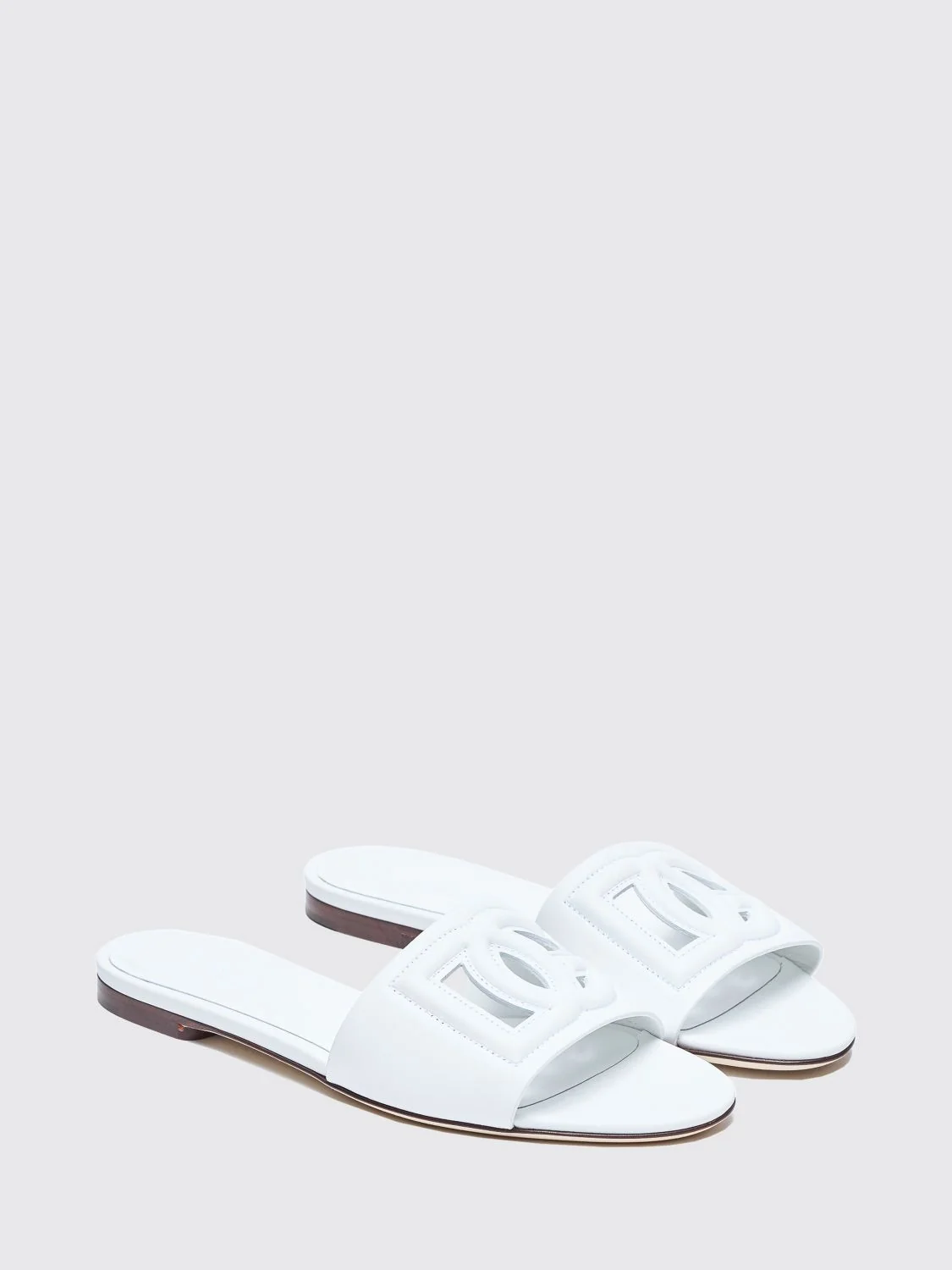 leather mule sandals with dg monogram and low heel