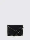rockstud grained calfskin leather pouch with studs and handle