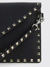 rockstud grained calfskin leather pouch with studs and handle