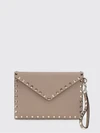 rockstud grained calfskin leather pouch with studs and handle