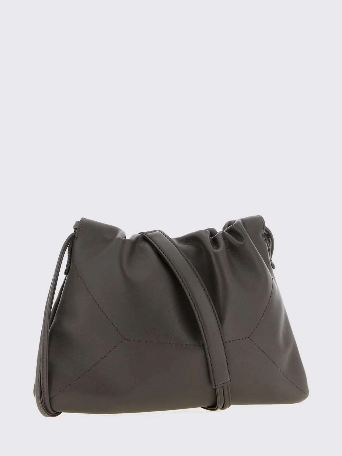 draped calfskin leather crossbody bag