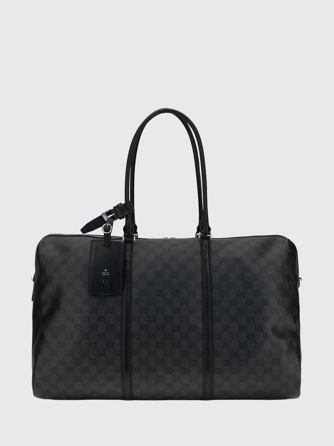 gg monogram canvas travel bag with leather handles