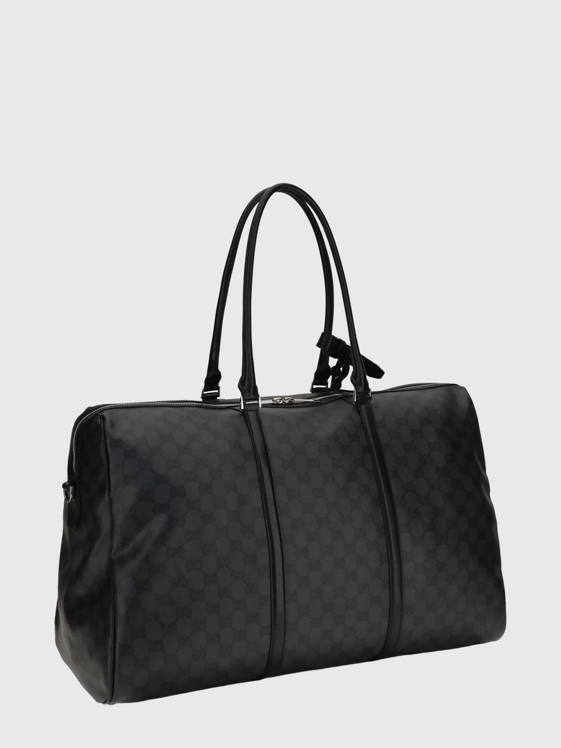 gg monogram canvas travel bag with leather handles