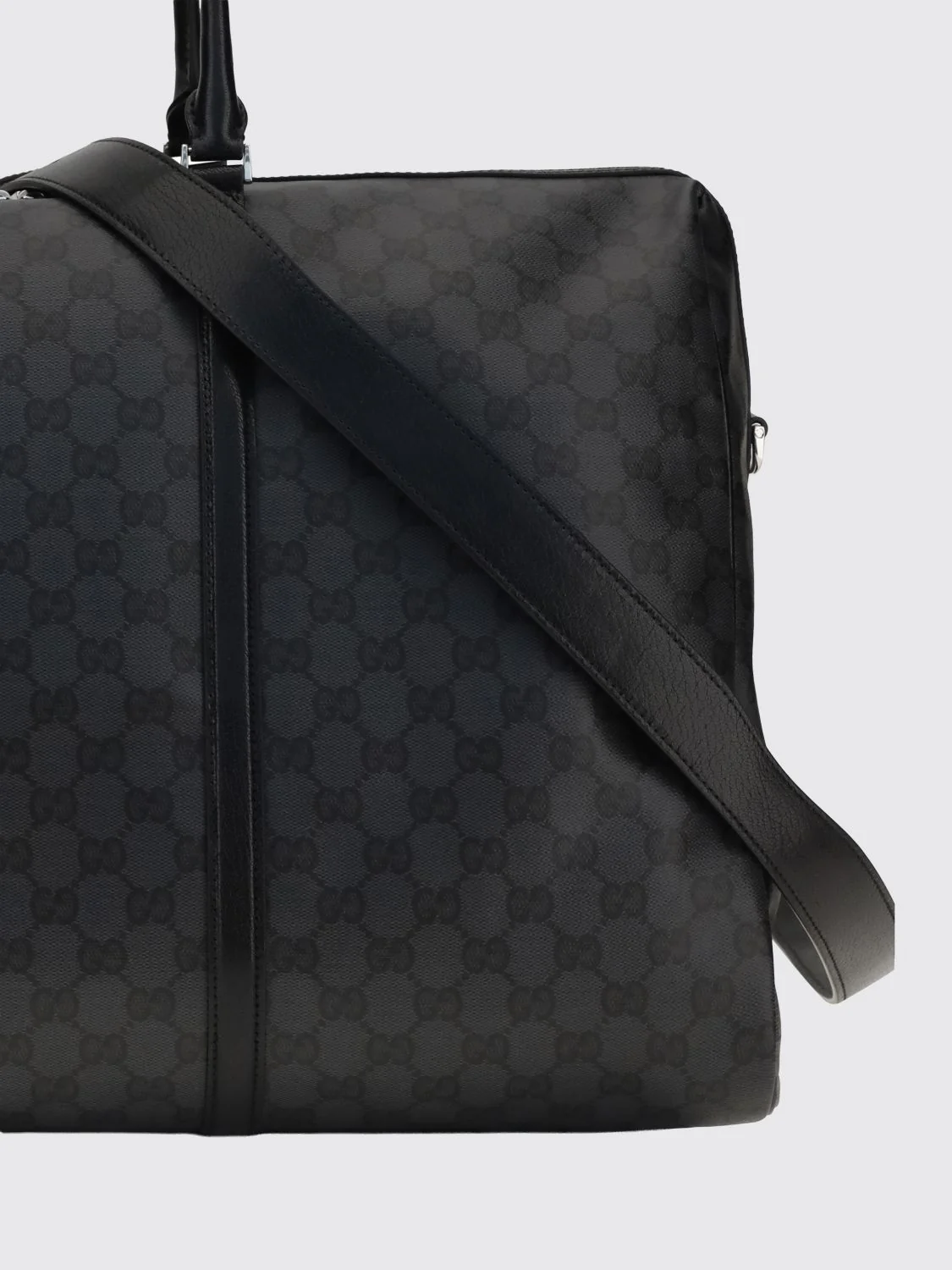 gg monogram canvas travel bag with leather handles
