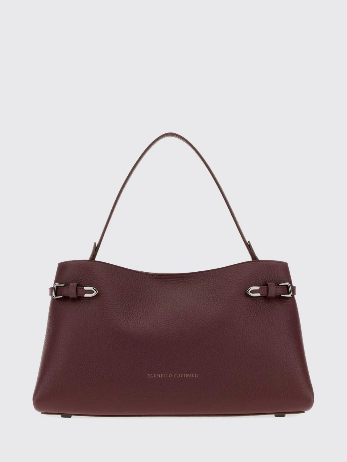 BRUNELLO CUCINELLI OS leather shoulder bag with flat handle and magnetic closure