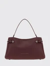 leather shoulder bag with flat handle and magnetic closure