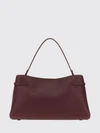 leather shoulder bag with flat handle and magnetic closure