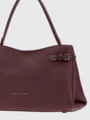 leather shoulder bag with flat handle and magnetic closure