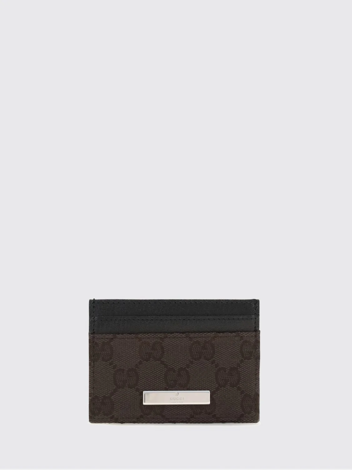 GUCCI OS gg monogram jacquard fabric and smooth leather flat card holder