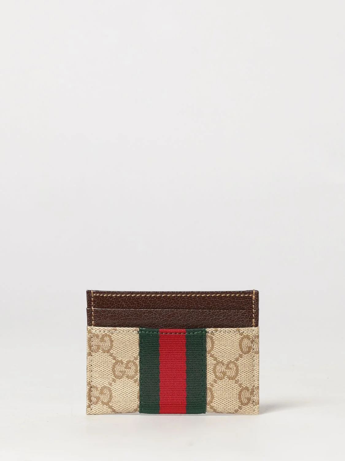 card holder in gg supreme canvas with web stripe detail