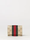 bifold wallet in gg supreme canvas with web stripe and flap
