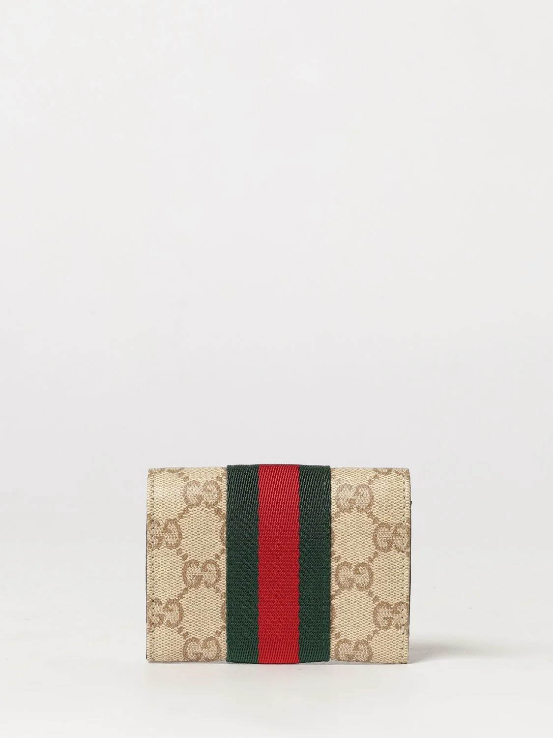 bifold wallet in gg supreme canvas with web stripe and flap