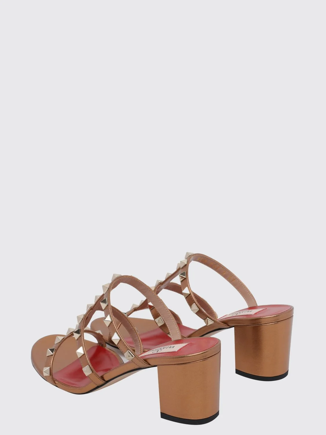 rockstud mule sandals in laminated leather with studs