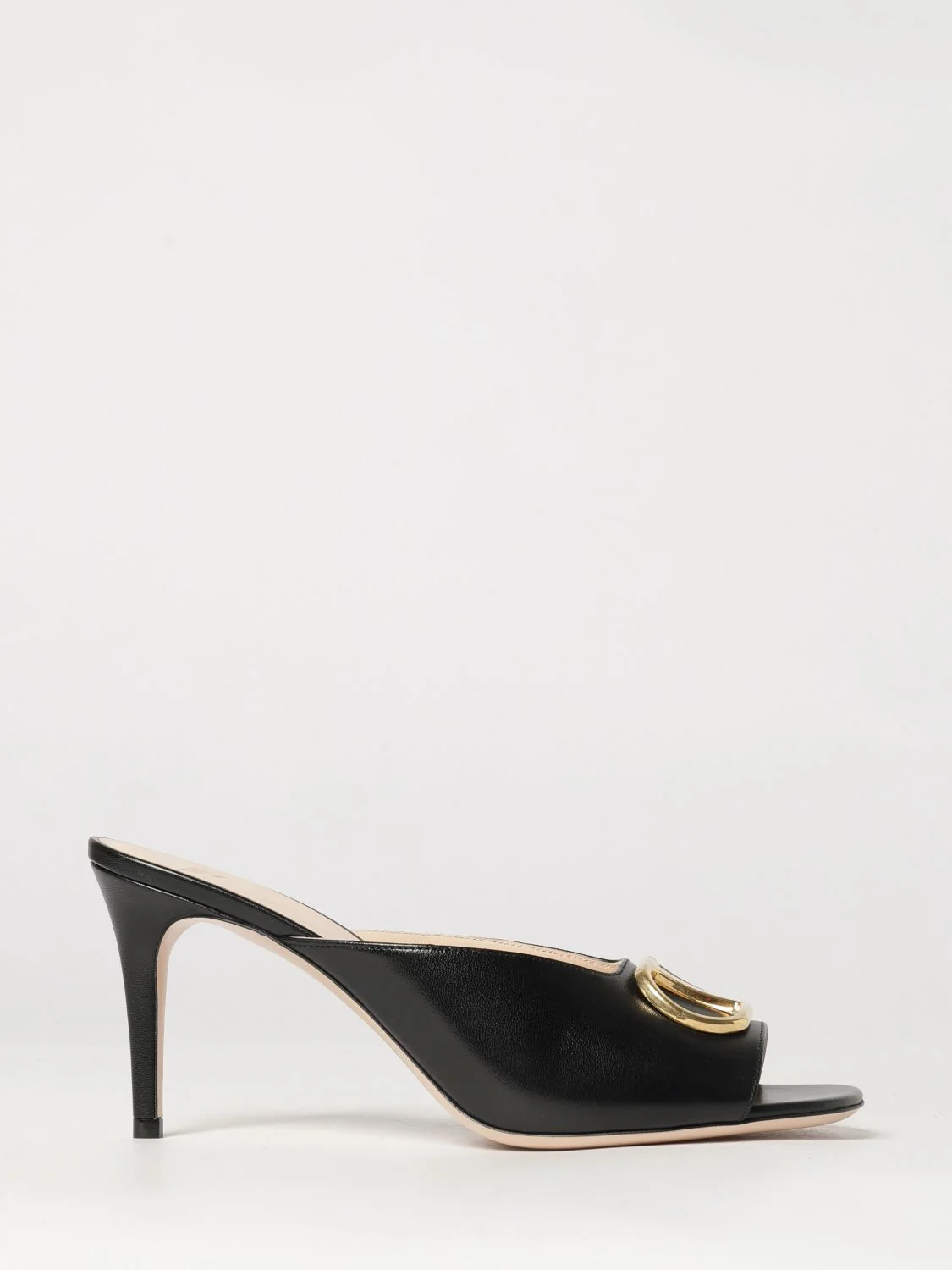 vlogo signature leather mule sandals with stiletto heel