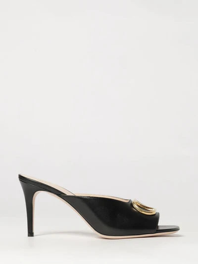 vlogo signature leather mule sandals with stiletto heel