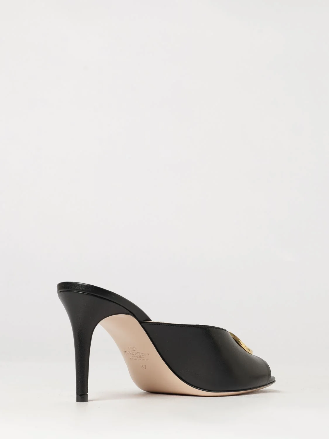 vlogo signature leather mule sandals with stiletto heel