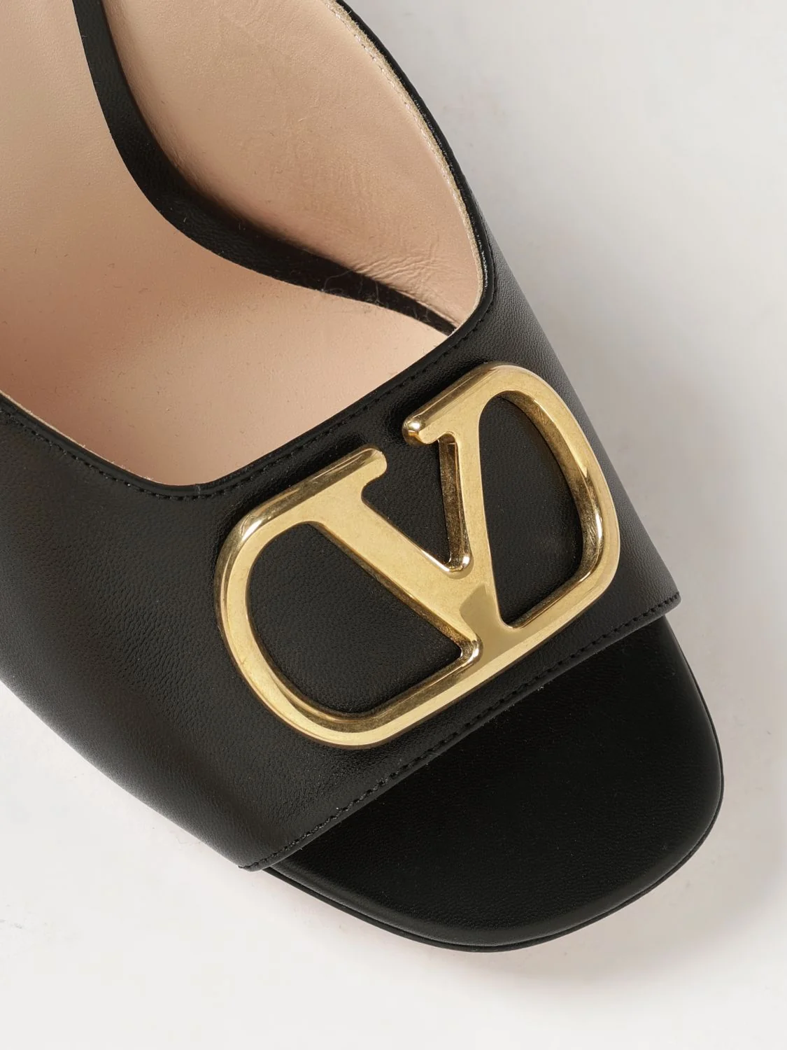 vlogo signature leather mule sandals with stiletto heel