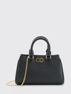 grained leather handbag with vlogo signature