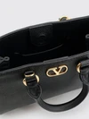 grained leather handbag with vlogo signature