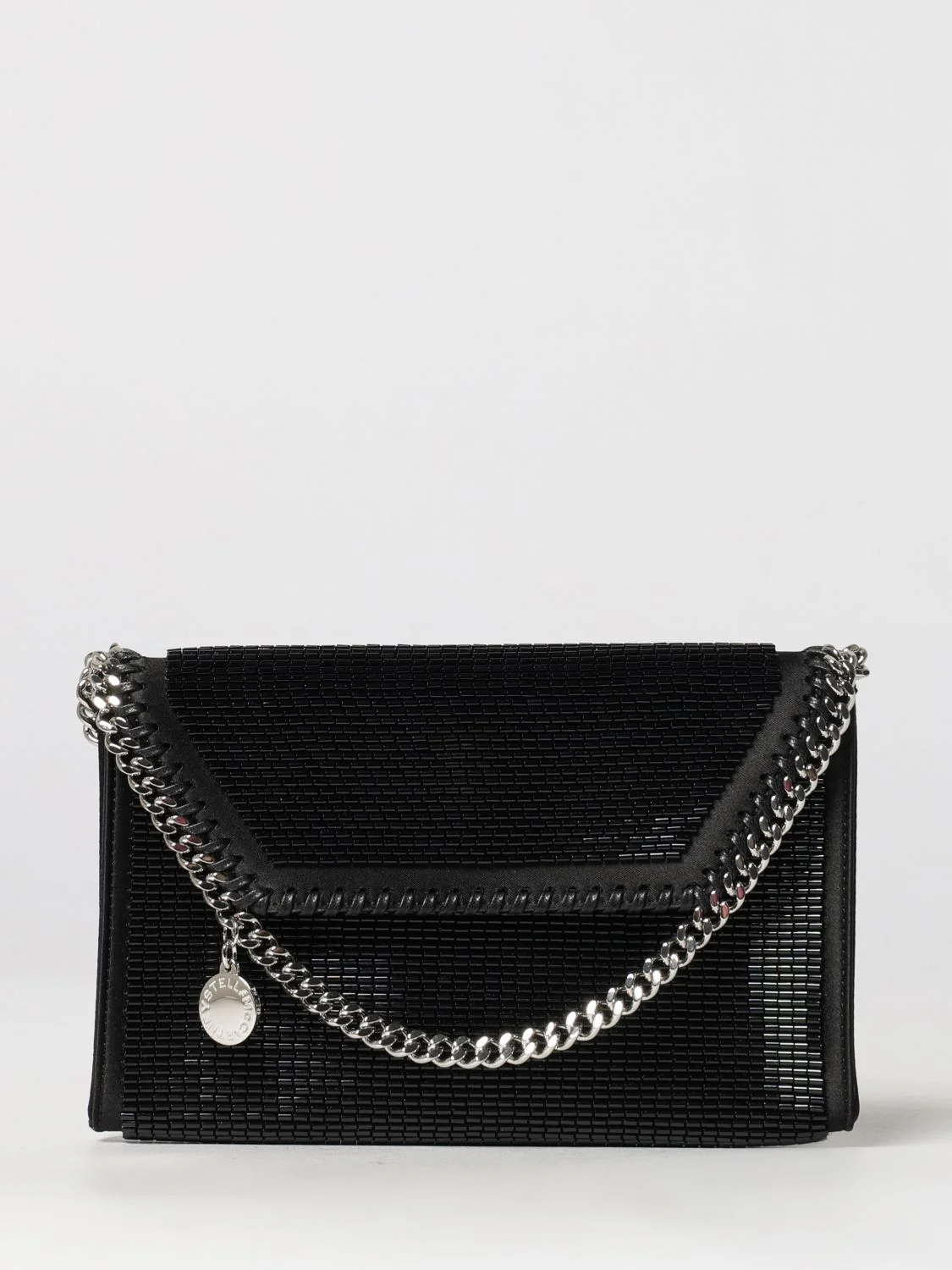 STELLA MCCARTNEY OS falabella mini satin bag with beads and chain