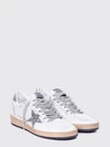 ball star leather sneakers with glitter logo and distressed effect