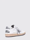 ball star leather sneakers with glitter logo and distressed effect