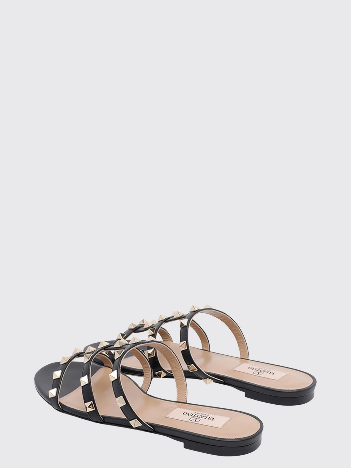 rockstud calfskin slide sandals with studs