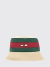 striped cotton canvas bucket hat with web detail