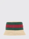 striped cotton canvas bucket hat with web detail