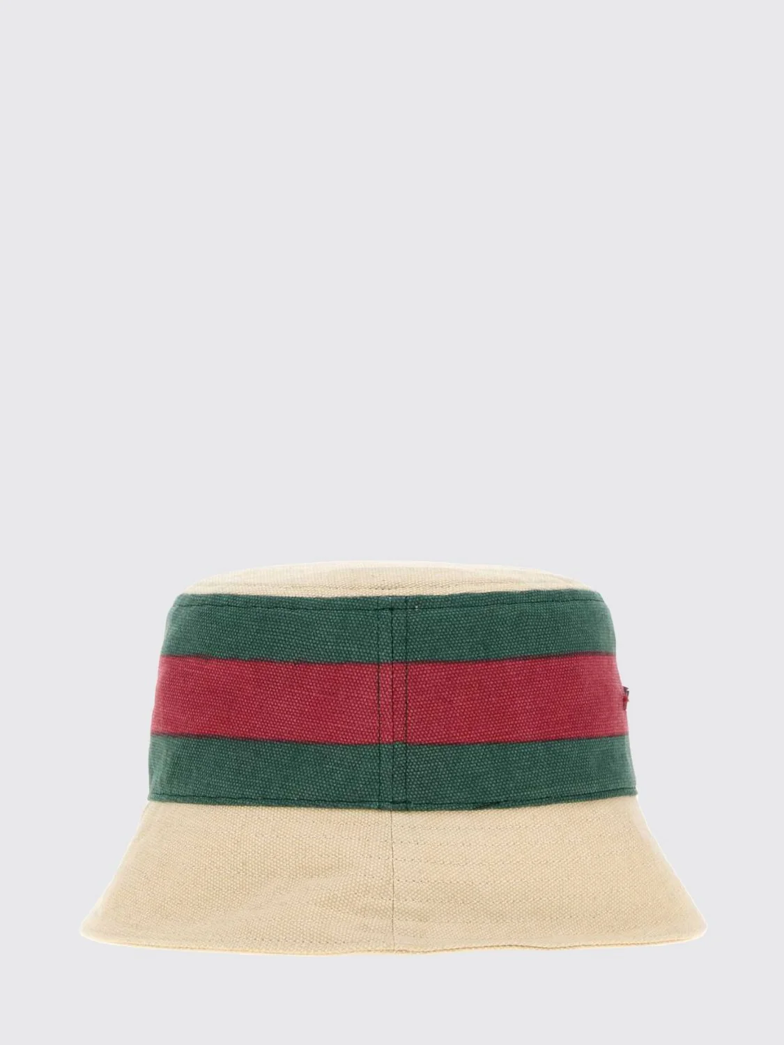 striped cotton canvas bucket hat with web detail