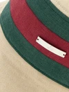 striped cotton canvas bucket hat with web detail