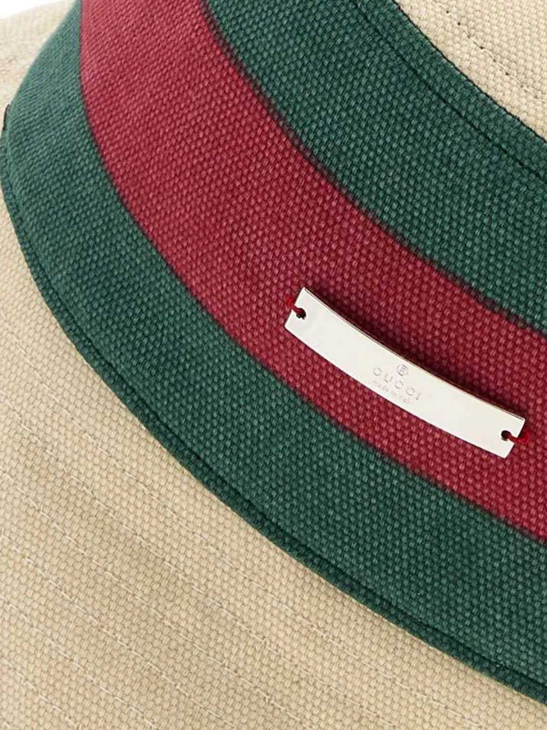 striped cotton canvas bucket hat with web detail