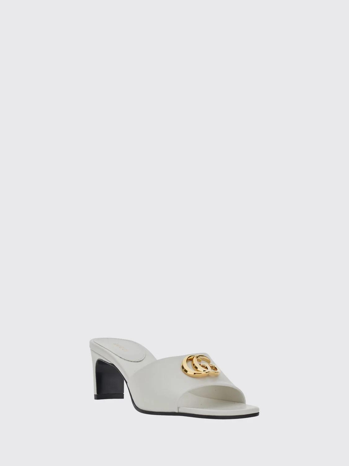 GUCCI 36 nappa leather mules with mid-heel and gg monogram hardware