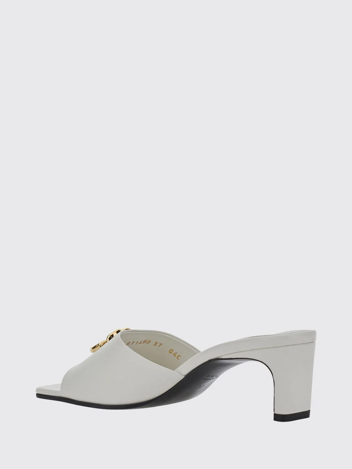 nappa leather mules with mid-heel and gg monogram hardware
