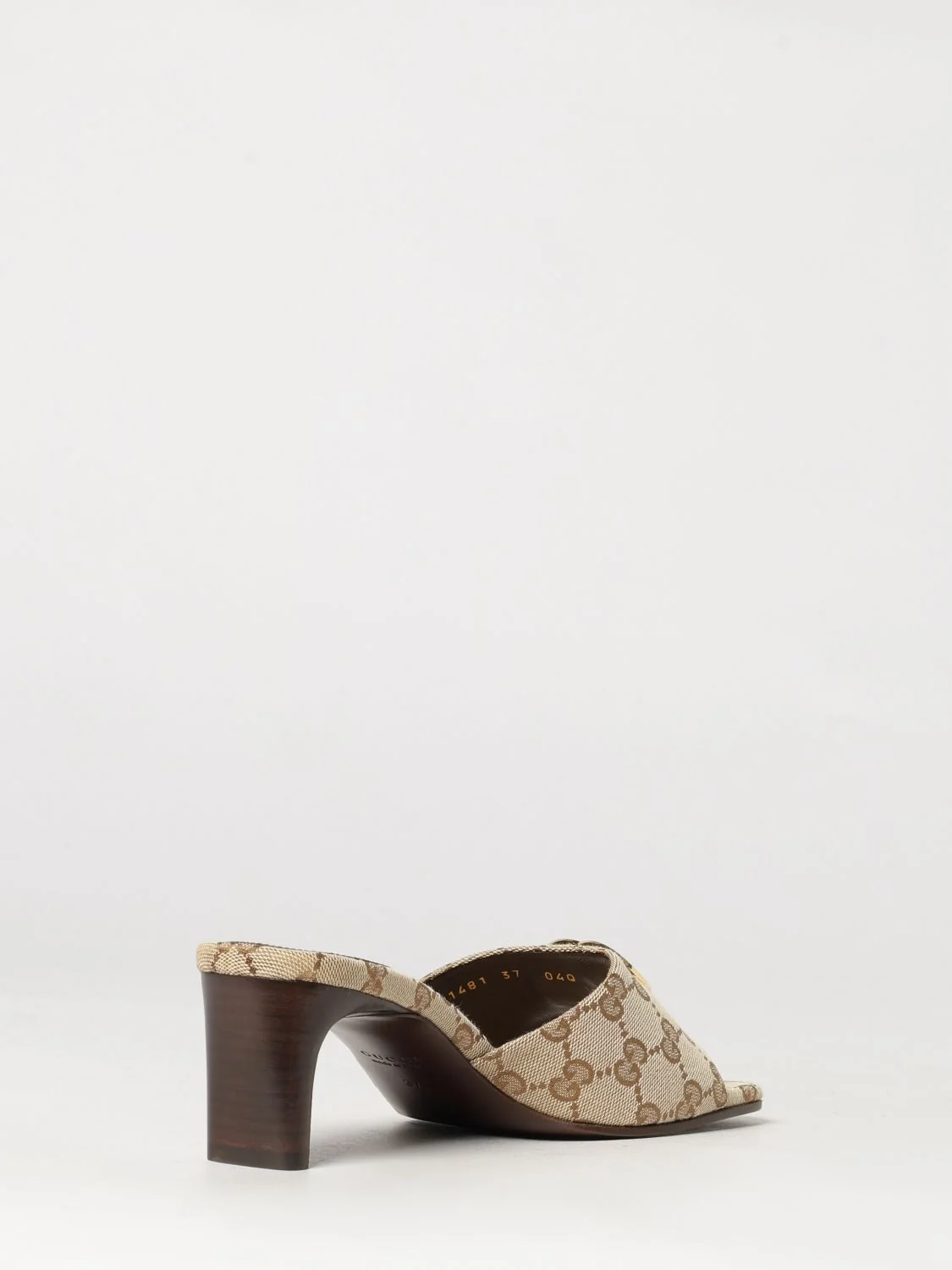 gg jacquard fabric mules with mid-heel and square toe