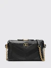 panthea chevron leather shoulder bag with vlogo and rhinestones
