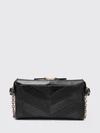 panthea chevron leather shoulder bag with vlogo and rhinestones