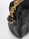 panthea chevron leather shoulder bag with vlogo and rhinestones